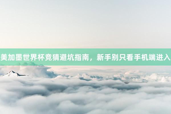 美加墨世界杯竞猜避坑指南，新手别只看手机端进入